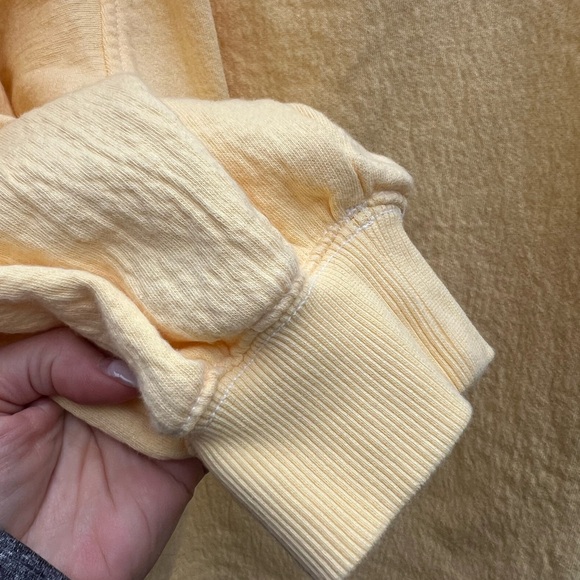 AERIE Easy Street Yellow Cotton Relaxed Fit V Neck Sweatshirt Women’s Small - Picture 13 of 13